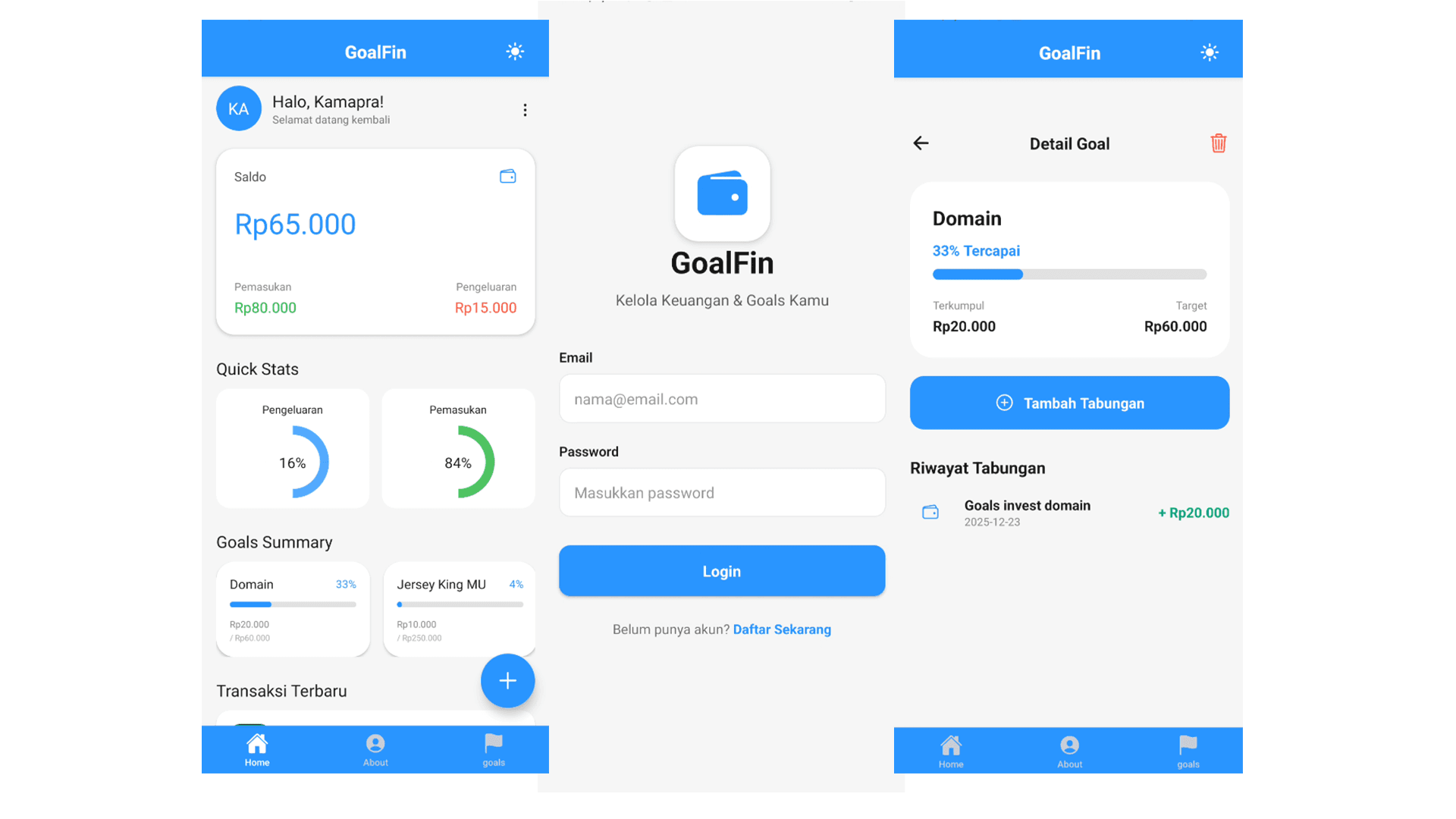GoalFin - Aplikasi Pengelola Keuangan Pribadi
